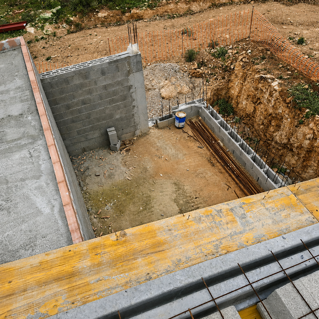 Excavación y cimentación en obra